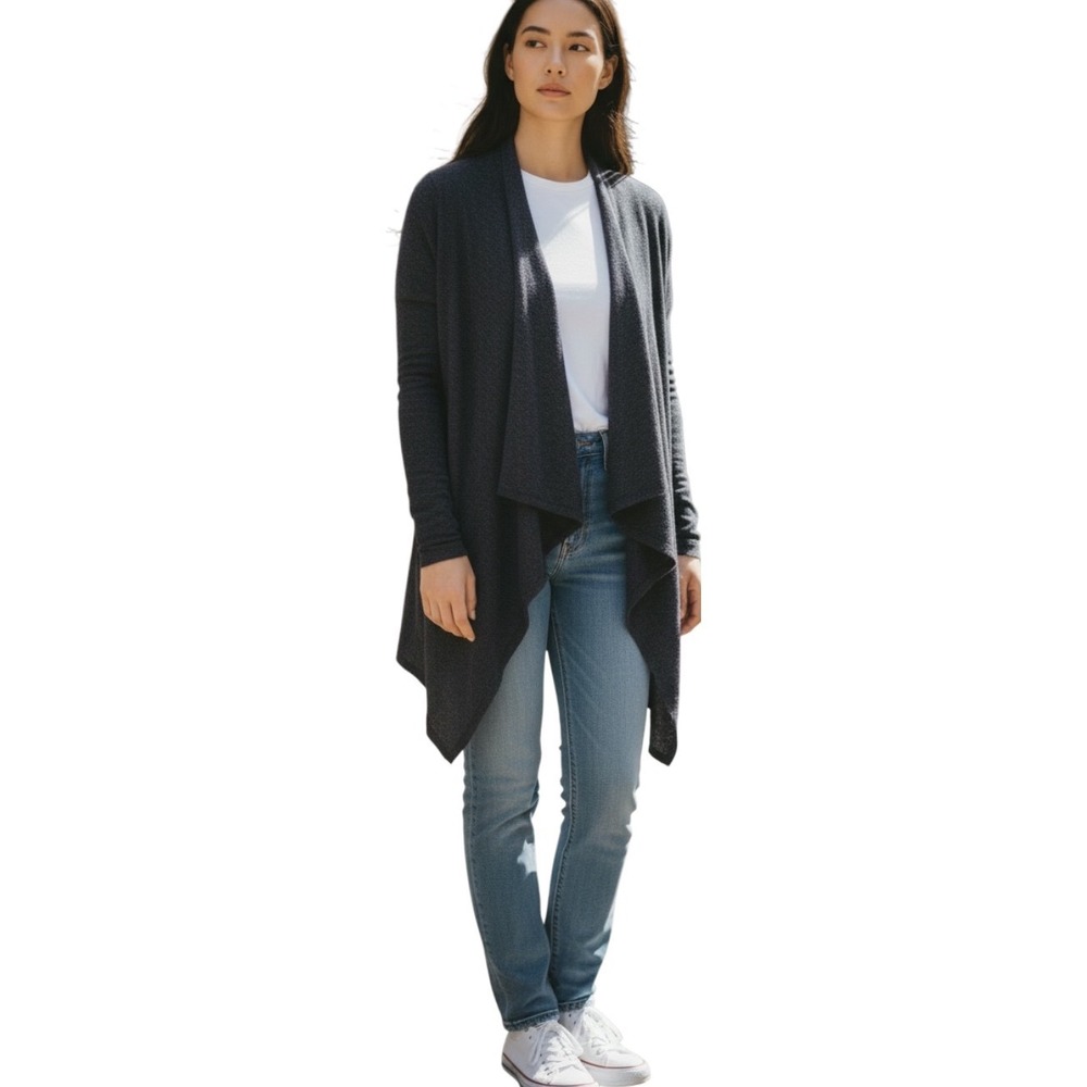 Barefoot Dreams Bamboo Chic Lite Draped Front Cardigan Black‎ Womens 1X Layering